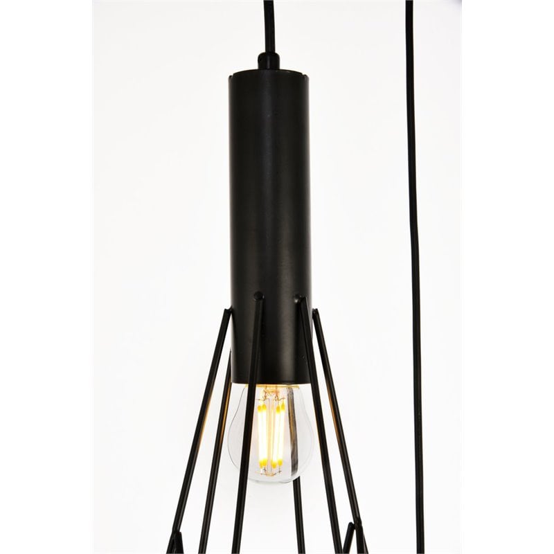 Pemberly Row 3-Light Transitional Metal Pendant in Black