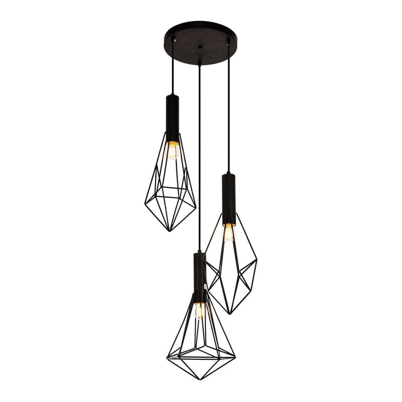 Pemberly Row 3-Light Transitional Metal Pendant in Black