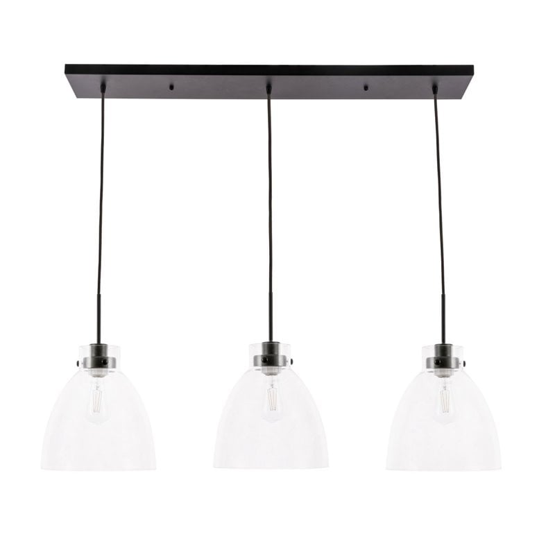 Pemberly Row 3-Light Mid-Century Metal Pendant in Black and Clear