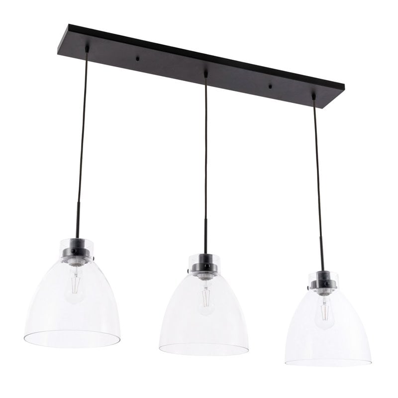 Pemberly Row 3-Light Mid-Century Metal Pendant in Black and Clear