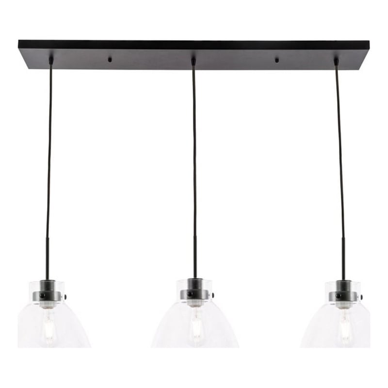 Pemberly Row 3-Light Mid-Century Metal Pendant in Black and Clear
