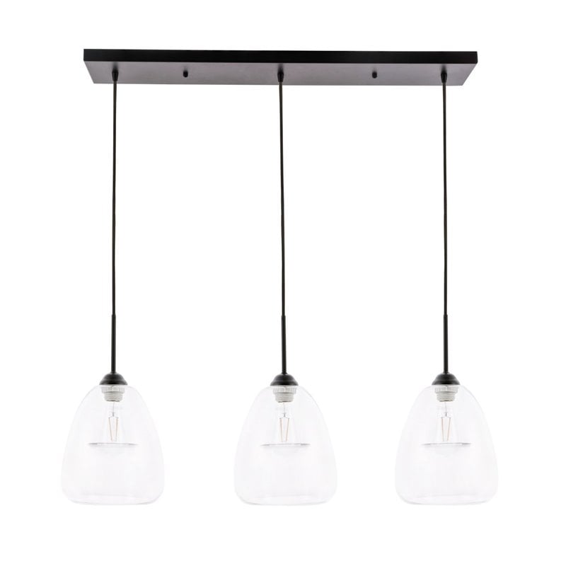 Pemberly Row 3-Light Mid-Century Metal Pendant in Black and Clear