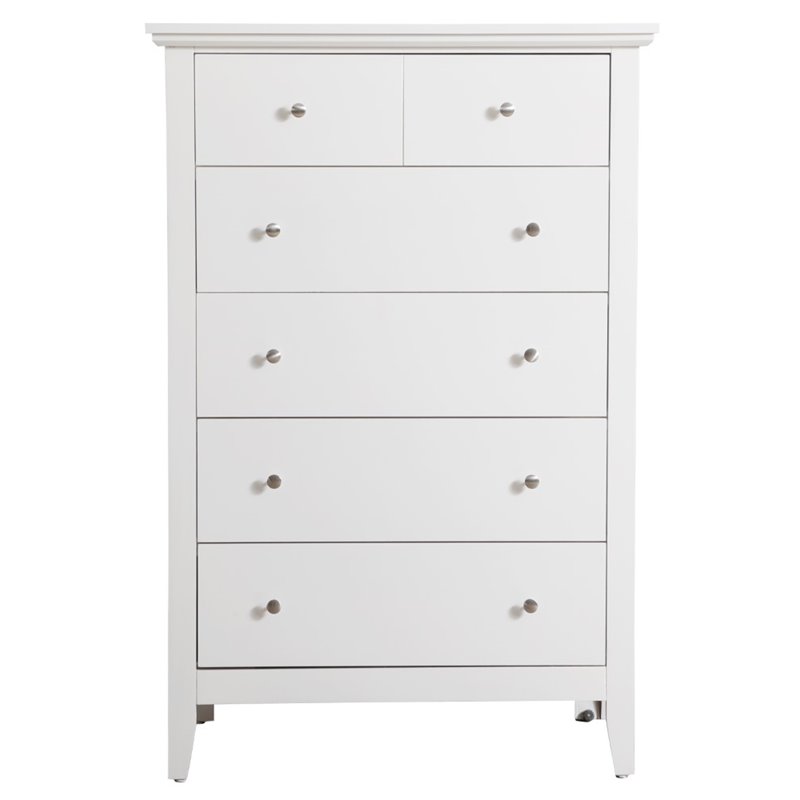 Pemberly Row Wood Veneer 5-Drawer Bedroom Chest in White