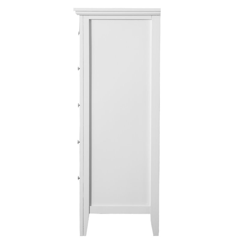 Pemberly Row Wood Veneer 5-Drawer Bedroom Chest in White