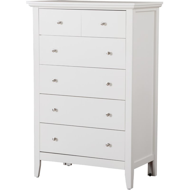 Pemberly Row Wood Veneer 5-Drawer Bedroom Chest in White