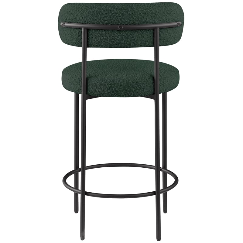 Pemberly Row Set of 2 Boucle Fabric Counter Stools in Green