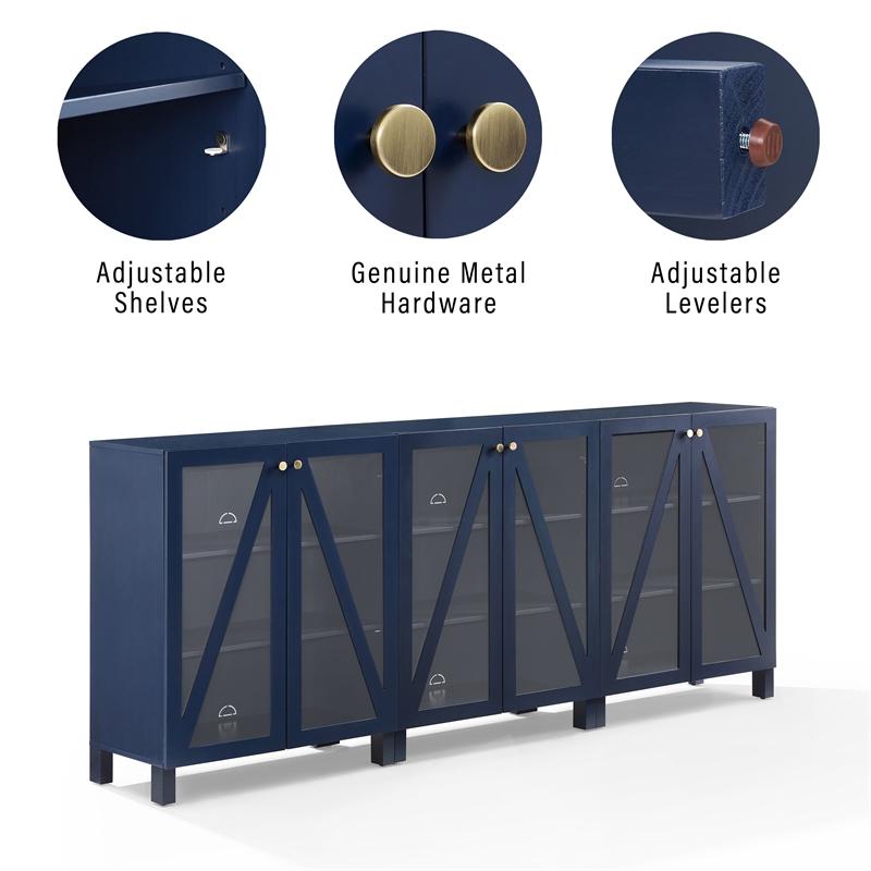 Pemberly Row 3-Piece Media Storage Cabinet Set in Navy