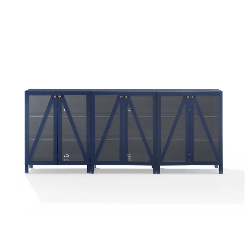 Pemberly Row 3-Piece Media Storage Cabinet Set in Navy