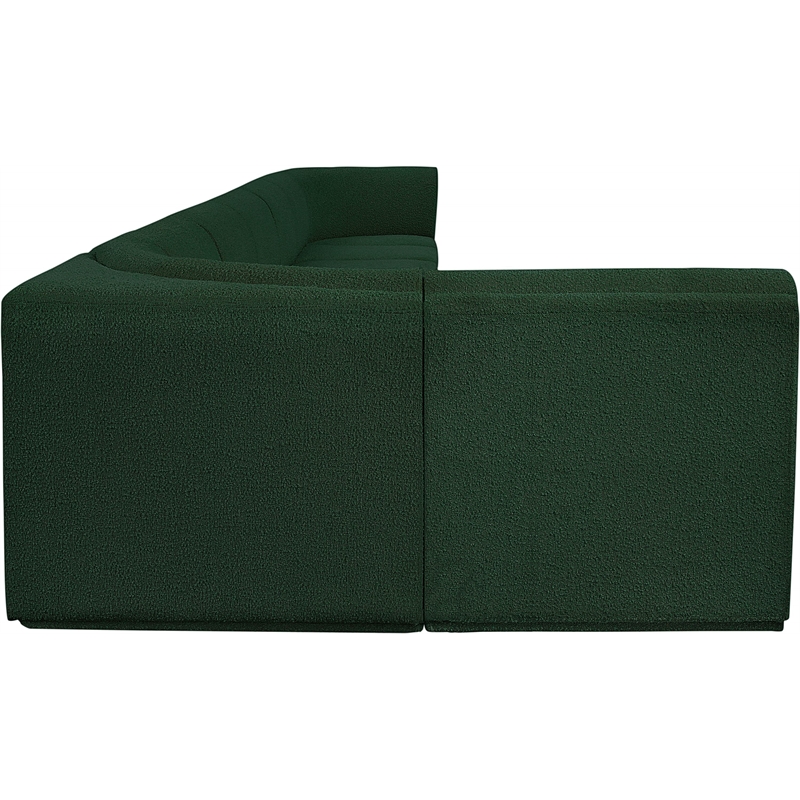 Pemberly Row Modular Sectional in Green Boucle Fabric with Curved Corners