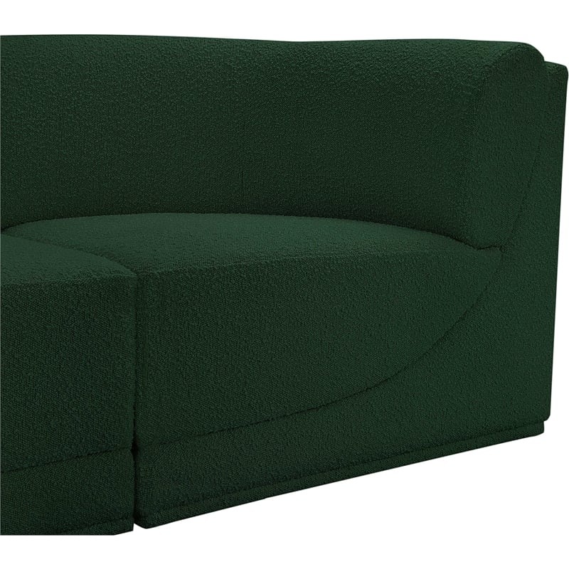 Pemberly Row Modular Sectional in Green Boucle Fabric with Curved Corners