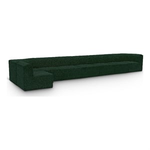 Pemberly Row Modular Sectional in Green Boucle Fabric with Curved Corners