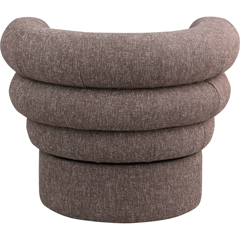 Pemberly Row Swivel Accent Chair in Brown Linen Textured Fabric with Tufting