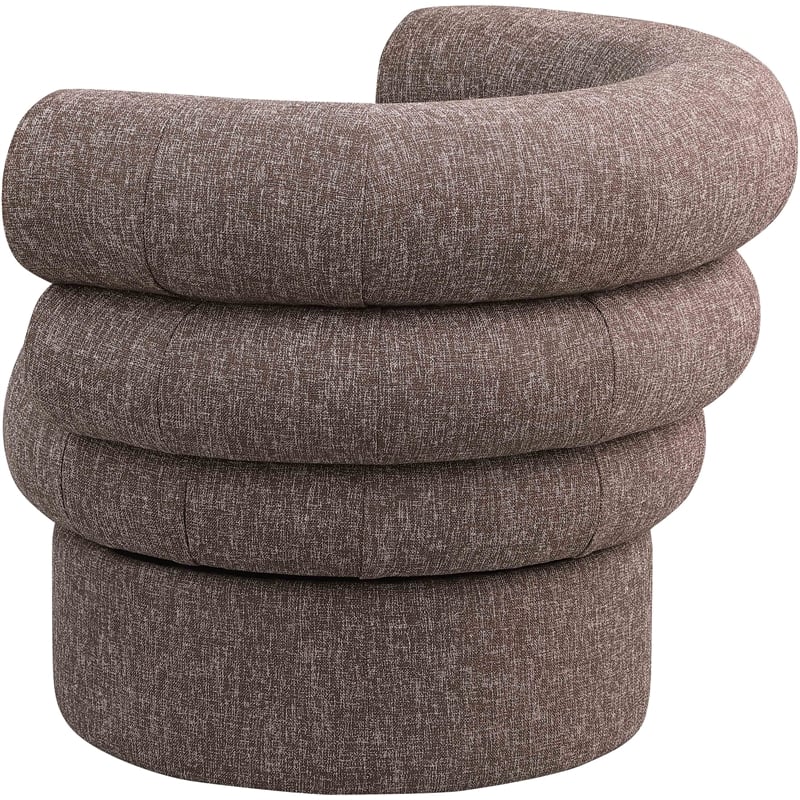 Pemberly Row Swivel Accent Chair in Brown Linen Textured Fabric with Tufting