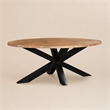 Pemberly Row Oval Mango Wood Dining Table with Black Metal Cross-Legs