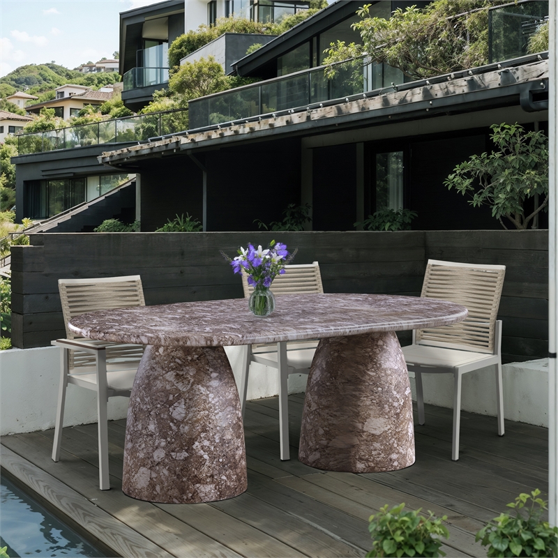 Pemberly Row 78 in Brown Marble Finish Indoor/Outdoor Concrete Dining Table