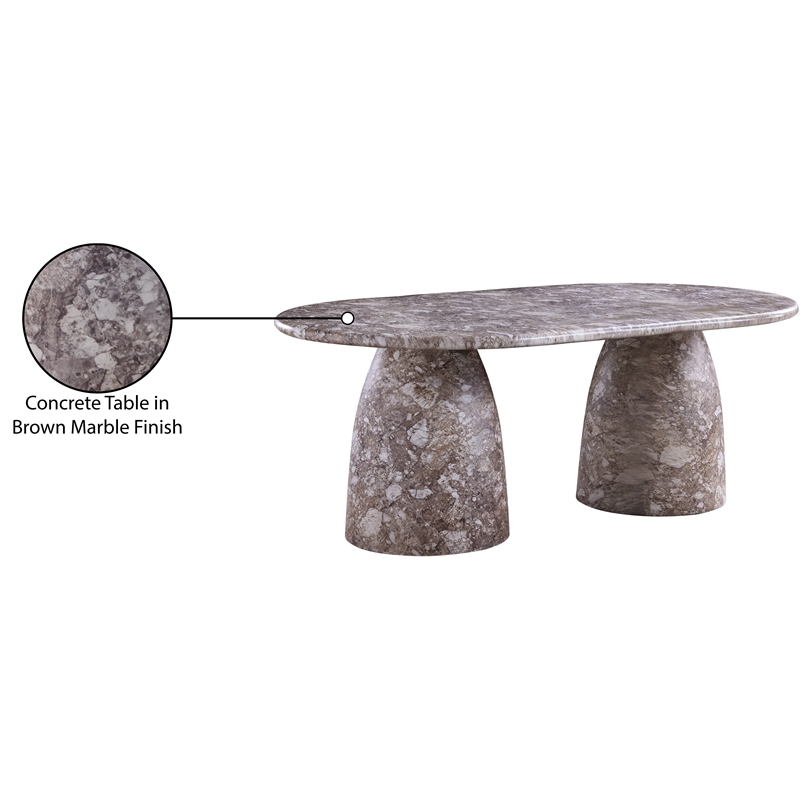 Pemberly Row 78 in Brown Marble Finish Indoor/Outdoor Concrete Dining Table