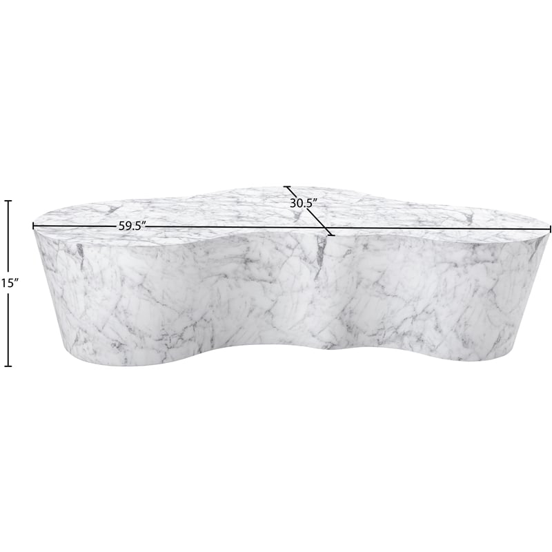 Pemberly Row 59.5 in White Marble Finish Indoor/Outdoor Concrete Coffee Table