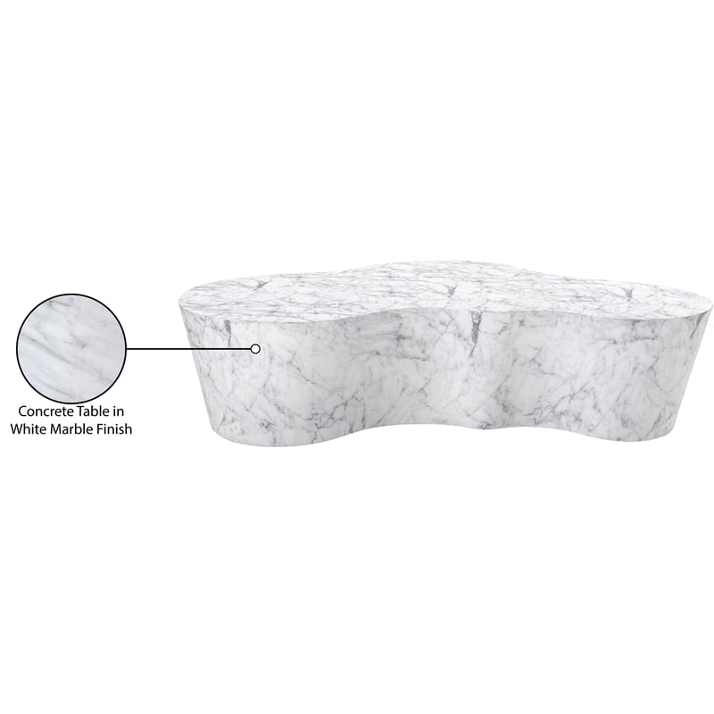 Pemberly Row 59.5 in White Marble Finish Indoor/Outdoor Concrete Coffee Table