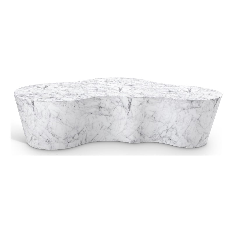 Pemberly Row 59.5 in White Marble Finish Indoor/Outdoor Concrete Coffee Table