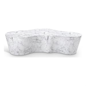 Pemberly Row 59.5 in White Marble Finish Indoor/Outdoor Concrete Coffee Table