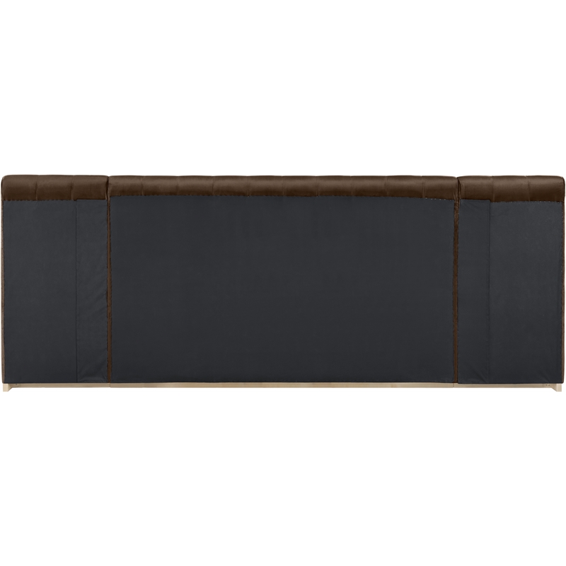 Pemberly Row Brown Velvet King Bed with Natural Wood Base