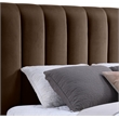Pemberly Row Brown Velvet King Bed with Natural Wood Base