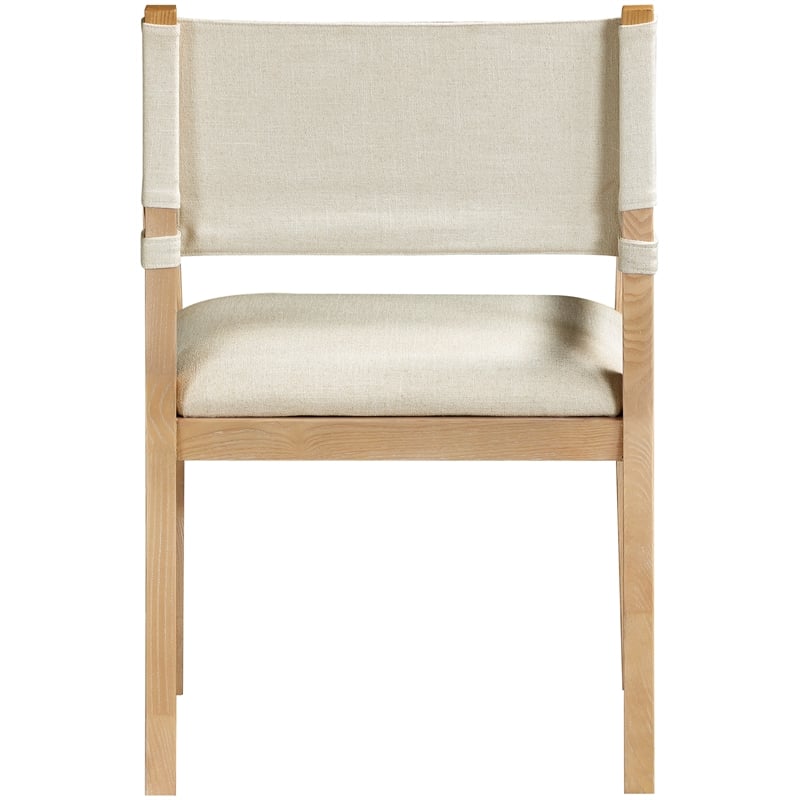 Pemberly Row Dining Arm Chair in Cream Linen Textured Fabric