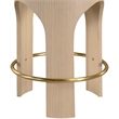 Pemberly Row Velvet Upholstered Counter Stool in Cream with Natural Finish
