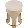 Pemberly Row Velvet Upholstered Counter Stool in Cream with Natural Finish