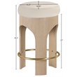 Pemberly Row Velvet Upholstered Counter Stool in Cream with Natural Finish