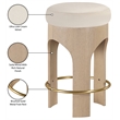 Pemberly Row Velvet Upholstered Counter Stool in Cream with Natural Finish