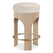 Pemberly Row Velvet Upholstered Counter Stool in Cream with Natural Finish