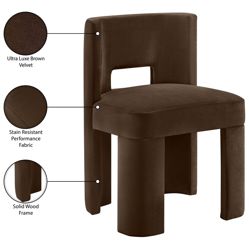 Pemberly Row Brown Velvet Performance Fabric Dining Chair (Set of 2)