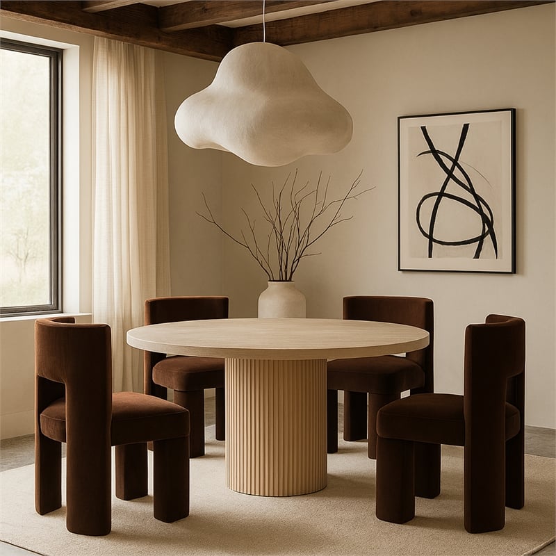 Pemberly Row Brown Velvet Performance Fabric Dining Chair (Set of 2)