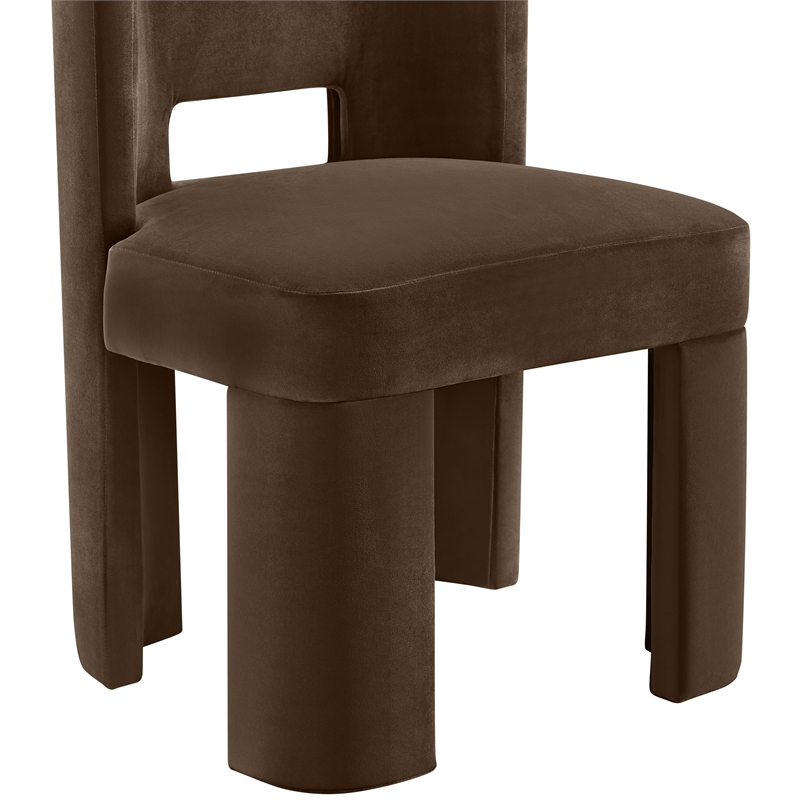 Pemberly Row Brown Velvet Performance Fabric Dining Chair (Set of 2)