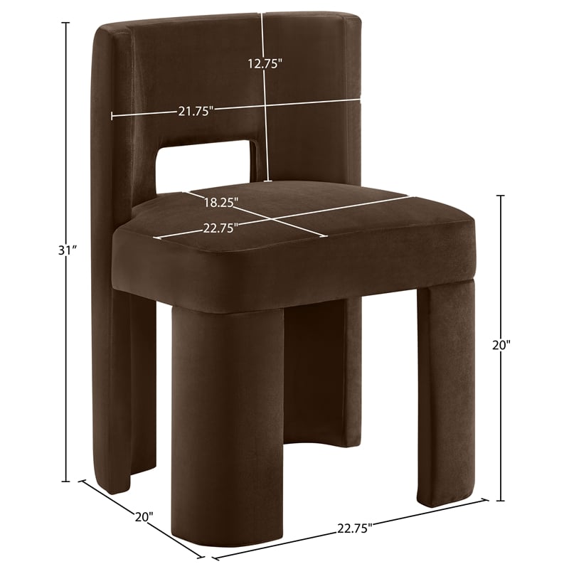 Pemberly Row Brown Velvet Performance Fabric Dining Chair (Set of 2)