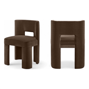Pemberly Row Brown Velvet Performance Fabric Dining Chair (Set of 2)