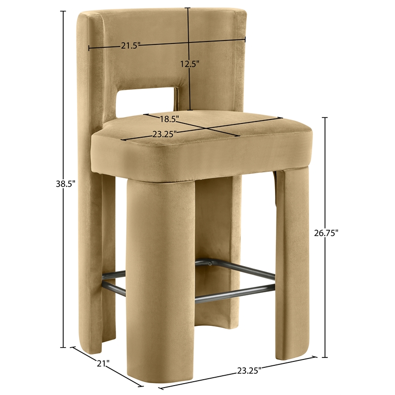 Pemberly Row Camel Velvet Performance Counter Stool (Set of 2)