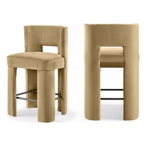 Pemberly Row Camel Velvet Performance Counter Stool (Set of 2)
