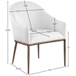 Pemberly Row White Linen Textured Fabric Dining Arm Chair with Bronze Frame