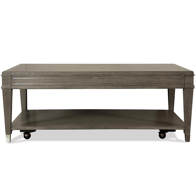 Pemberly Row 48-Inch Coffee Table in Grey Wash with Hardwood Solid Build