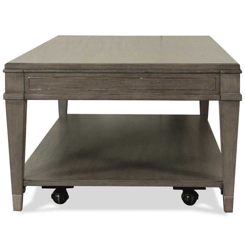Pemberly Row 48-Inch Coffee Table in Grey Wash with Hardwood Solid Build