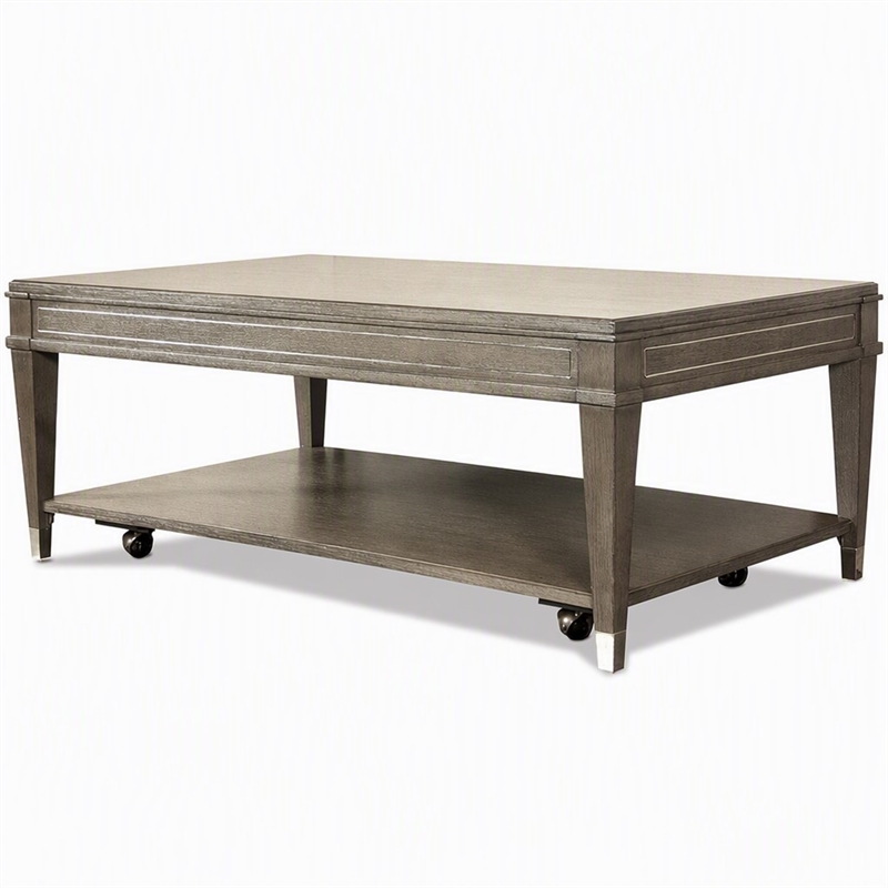 Pemberly Row 48-Inch Coffee Table in Grey Wash with Hardwood Solid Build