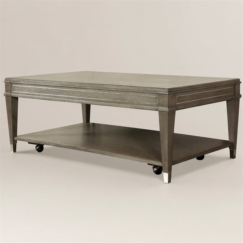 Pemberly Row 48-Inch Coffee Table in Grey Wash with Hardwood Solid Build