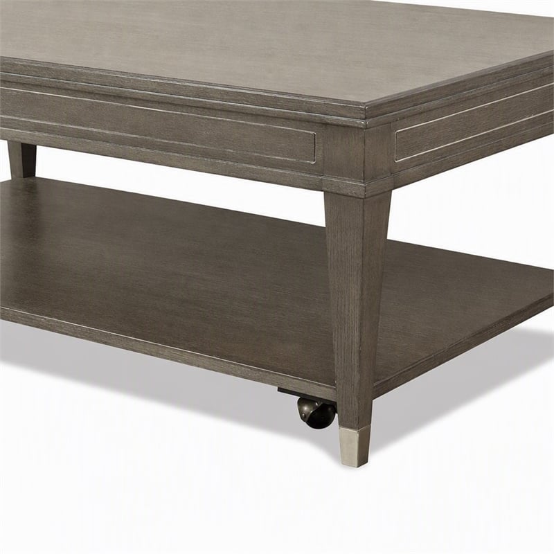 Pemberly Row 48-Inch Coffee Table in Grey Wash with Hardwood Solid Build