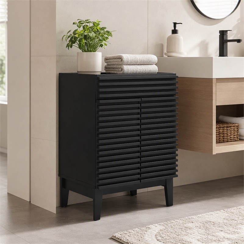 Pemberly Row Modern Wood Bathroom Vanity Cabinet with Soft-Close Doors
