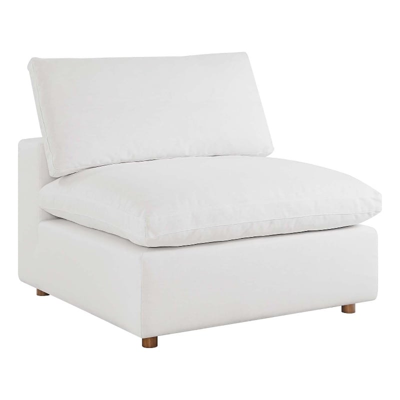 Pemberly Row Polyester Fabric Down Armless Chair in Pure White