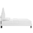 Pemberly Row Tufted Velvet Queen Platform Bed with White Upholstery