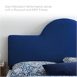 Pemberly Row Performance Velvet King Bed in Navy With Tapered Wood Legs