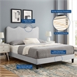 Pemberly Row Modern Velvet Twin Platform Bed in Light Gray